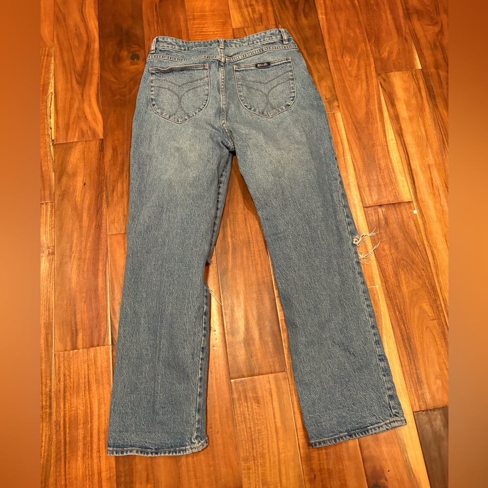 Rollas Vintage Straight Leg Jeans Distressed Knee‎ Raw Hem rolla’s (0326)